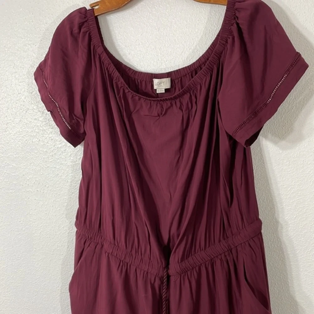 Loft Outlet, new without tags, burgundy rayon romper - Picture 2 of 11